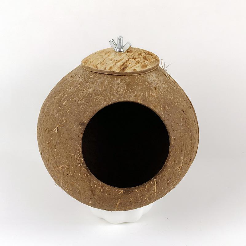Coconut Shell Hanging Bird Nest for Parrots, Finch, Budgie, and Pearl Breeding.