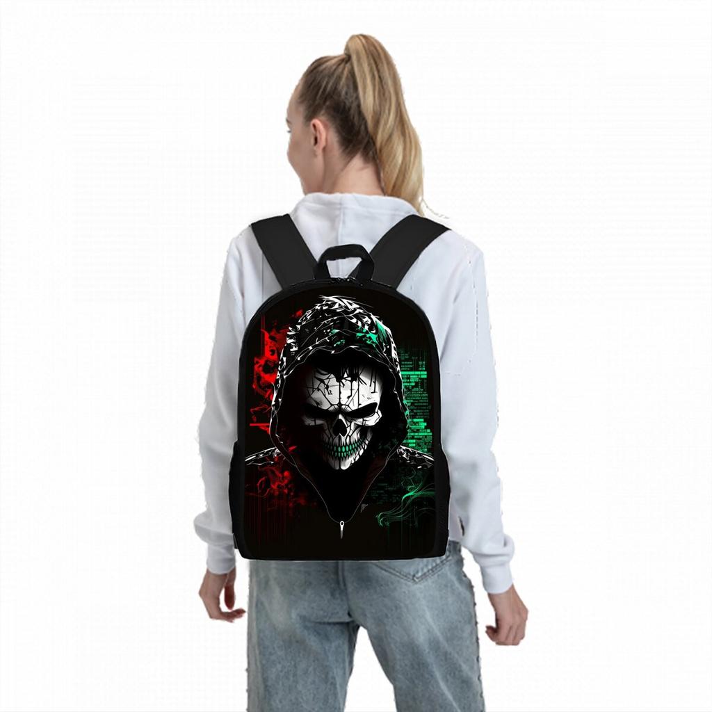 Skelett Joker Druck Einlagiger Rucksack für Jungen/Mädchen Beste Geschenke 2D Flache Cartoon Schultasche für Kinder Taschen