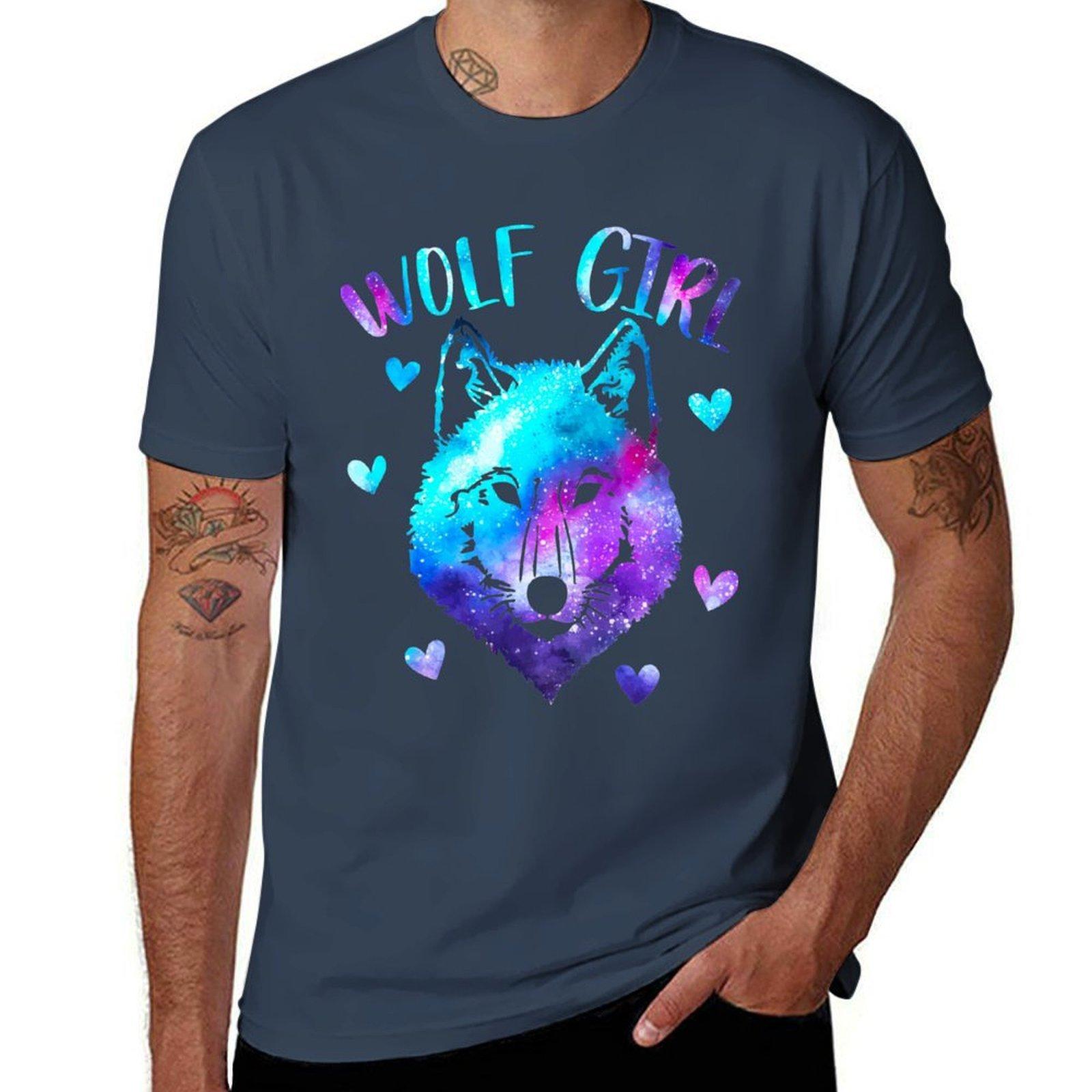 Wolf Girl Tshirt Casual Loose Fit Short Sleeve Tshirt S