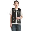Spring Retro Chinese-Style Hanfu Vest: Women's Satin Embroidered Cardigan with Frog Buttons