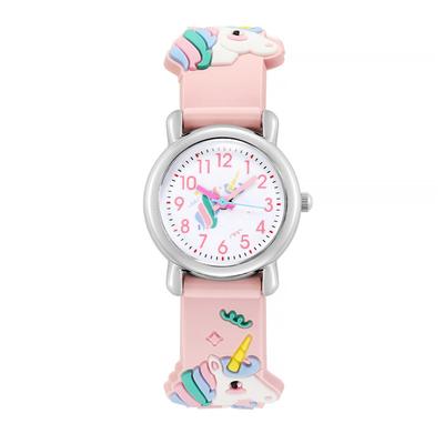 CQ186 Modieus kinderhorloge schattig eenhoornpatroon kwartshorloge gekleurde kinderklok verjaardagscadeau Horloge voor kinderen