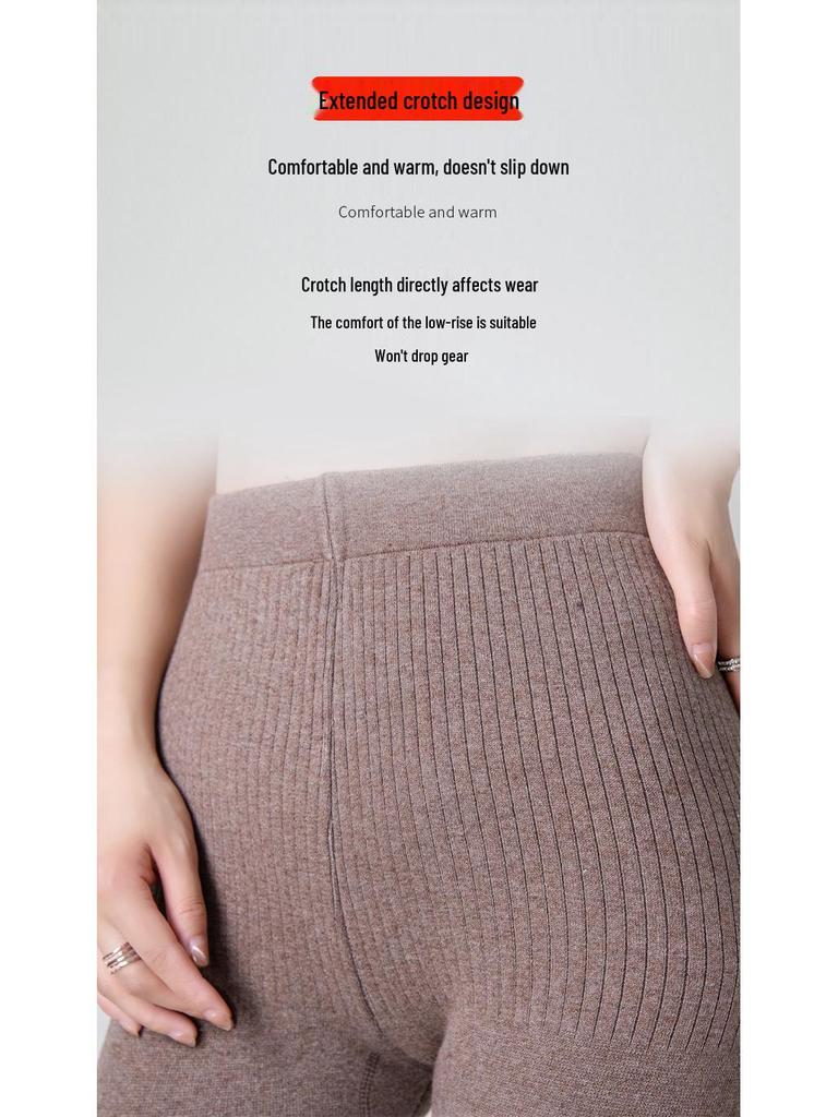 Unisexové vlněné pletené teplé legíny slim-fit