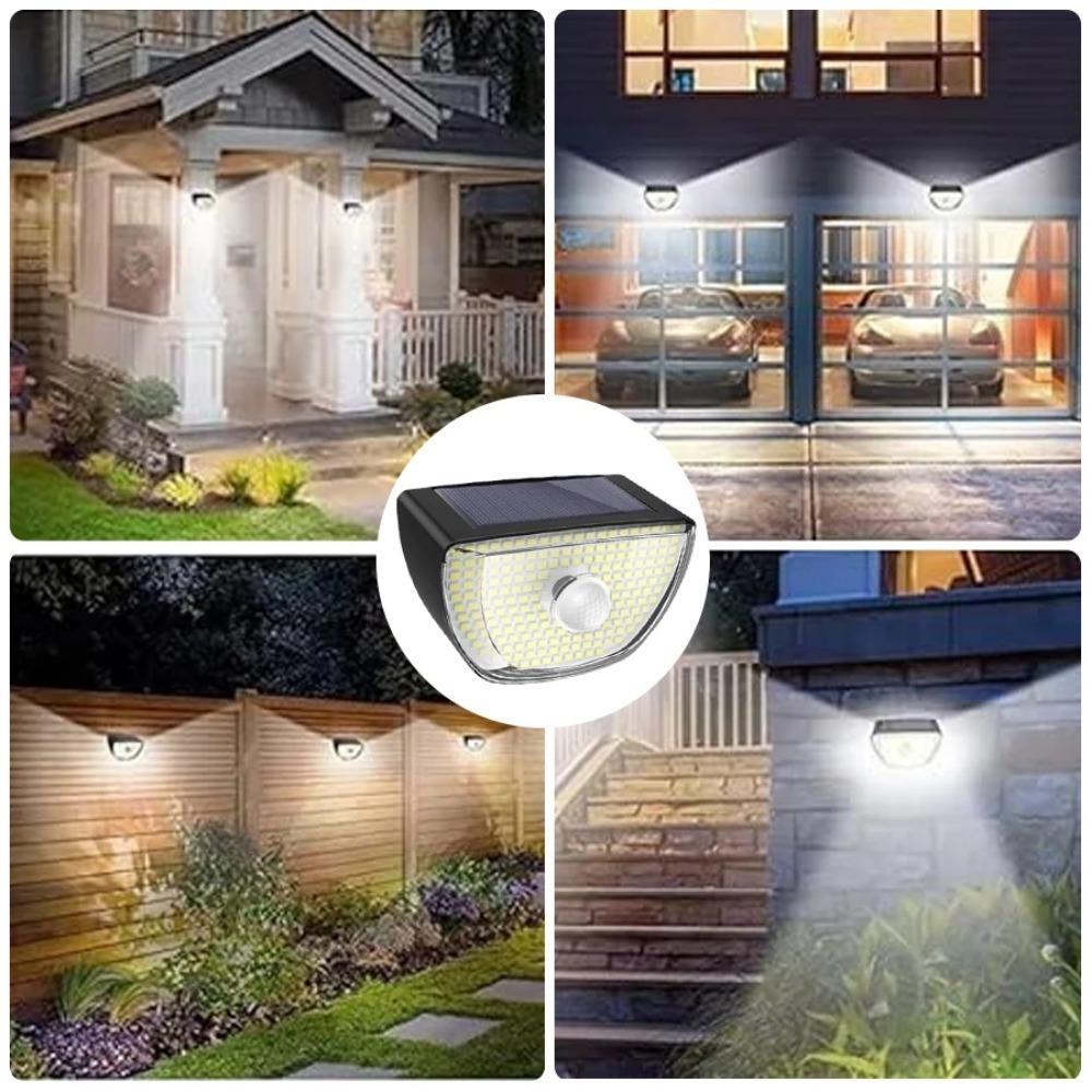 Waterproof 200 LED Solar Lights with Motion Sensor Outdoor Solar Security Lighting Wide Angle Solar Wall Light for Yard Garage Porch Garden