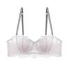 French Style Lace Half Cup Bra With Removable Straps Underwire Support Large Breasts Anti-Slip Back Design