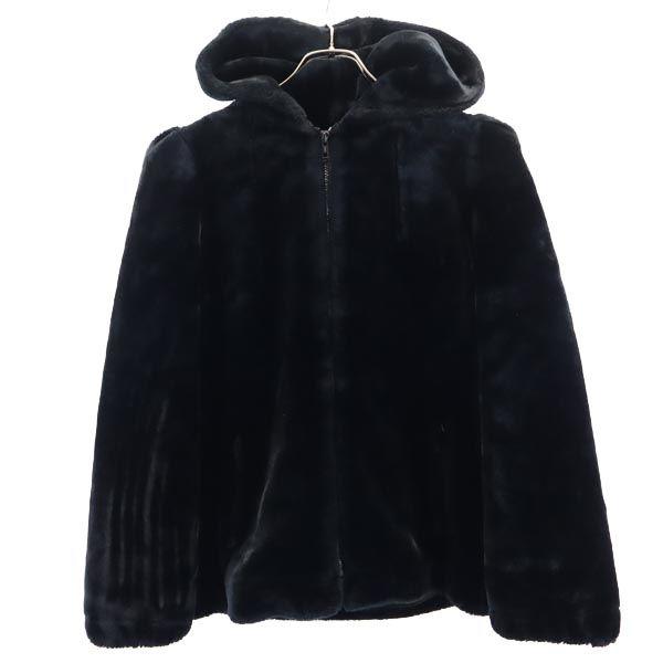 captivity 80s 90s Made in USA Old Fake fur Jacket 45481 black hood Women Used