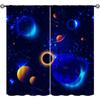 Conjunto de cortinas de porta com tema espacial 2 peças com design de galáxias, cortinas de painel de poliéster para vários tratamentos de janela de sala