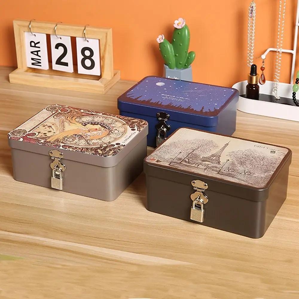 

Многоцелевой запирающийся багажник для хранения ювелирных изделий, металлическая коробка из белой жести, бытовая коробка для хранения ювелирных изделий