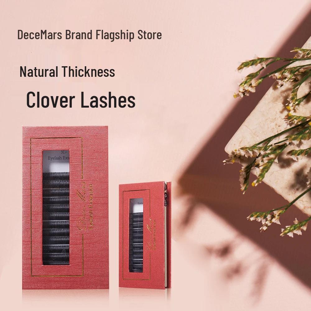 DeceMars 3D Three-Leaf Clover Soft Natural False Eyelashes - No Root Separation, Comfortable Blooming Effect 8mm
