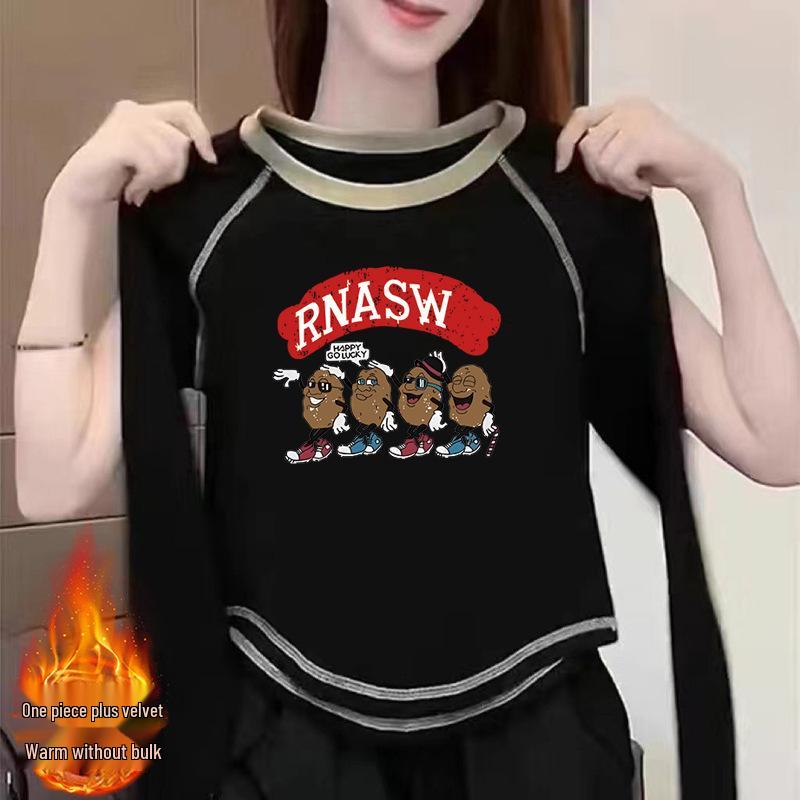 

Women s 2024 Double-Sided Velvet Long Sleeve Shirt - Autumn/Winter Versatile Chic Top L (57.5-62.5 kg)