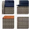 Sofa Set 6 Pcs Gray and Navy Blue Poly Rattan and Steel