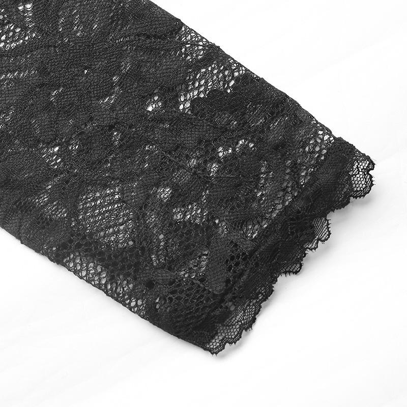 2025 Elegant European & American Lace V-neck Black Jumpsuit with Sexy Hollow Back.