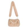 Women's 2024 New Wrinkled Small Square Bag Shoulder Bag Soft Plush Fur Ladies Elegant Pearl Chain Underarm Bag