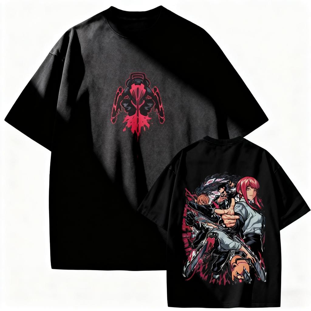 Japanese Anime Pure Cotton Short-sleeved T-shirt Crew Neck Retro Printed Cartoon Men and Women Autumn and Winter Innerwear