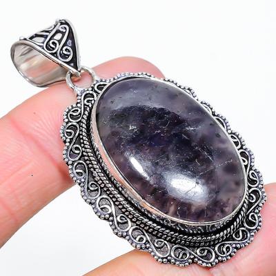 Natural Sunstone In Lolite Gemstone 925 Sterling Silver Pendant 2.29" r2P31