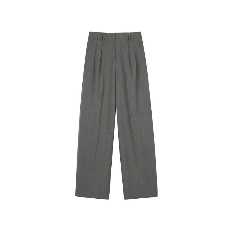 LESS 2024 Winter Merino Wool Blend Loose Straight Trousers