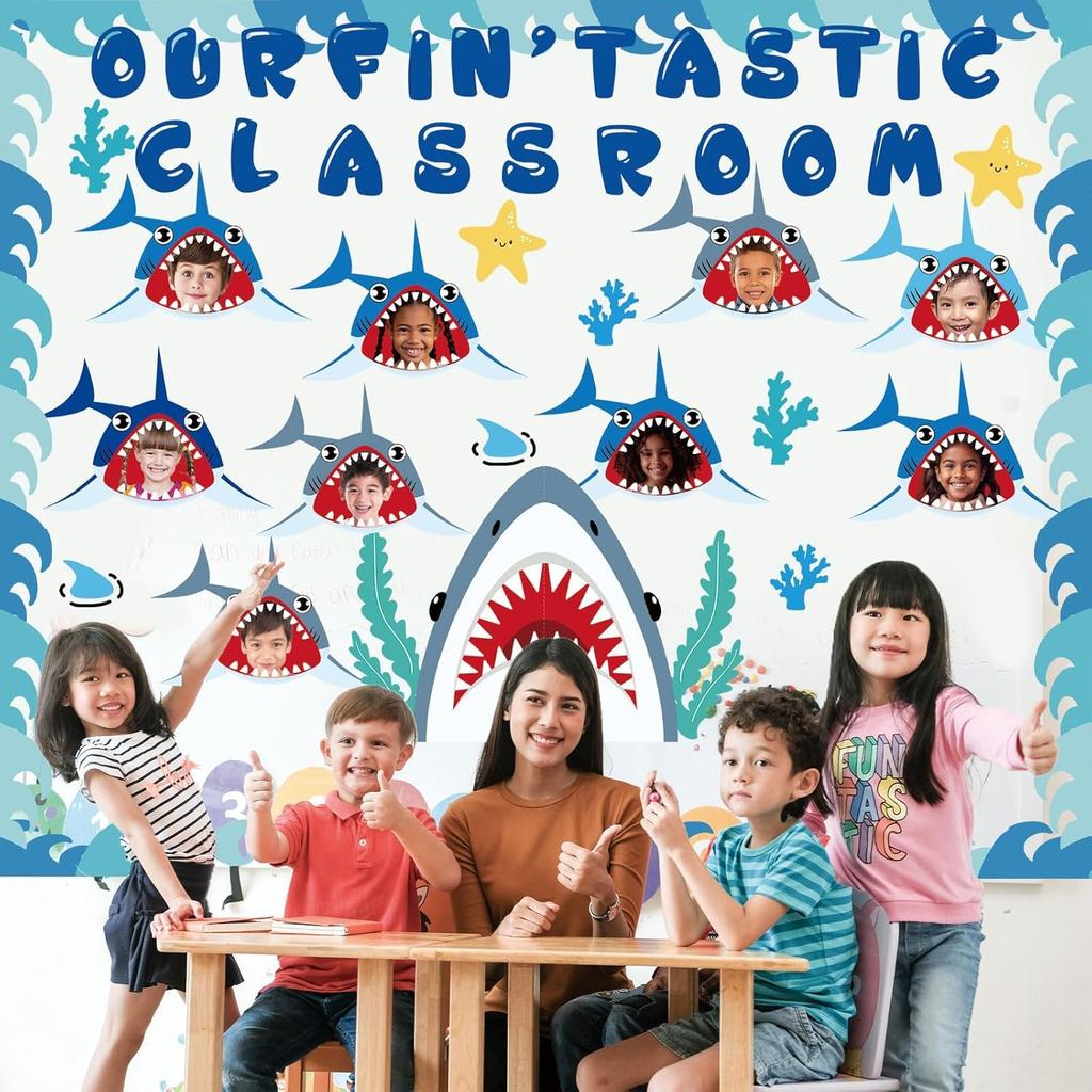 Summer Bulletin Board Kit Under The Sea Classroom Decorations Back to School DIY Photo Bulletin Board Set Ocean Theme Shark Paper Cutouts Decor for