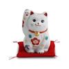 Kutani Ware Beckoning Cat, Pine, Bamboo and Plum Pattern, 10.5cm, Red Cushion Included, Traditional Craft, Lucky Charm, Right Hand Raised, Praying