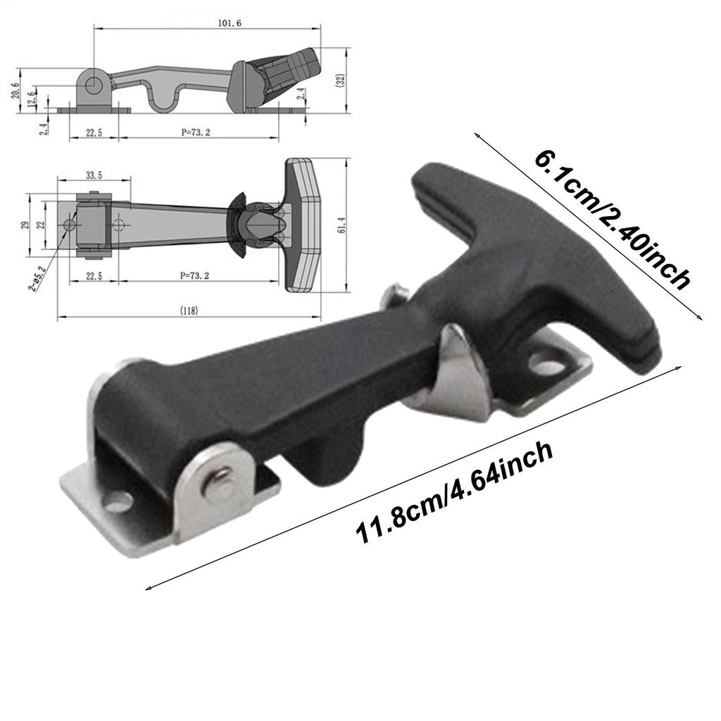 Rubber T Handle Latches 2Pcs Flexible Drawer Hood Latch for Cargo Boxes Trucks RVs Toolboxes Vehicle Storage Door Fasteners