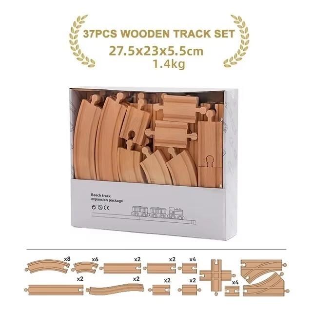 New Wooden Train Track Set Beech Wooden Railway Accessories fit for All Brand Wood Tracks Educational Toys for Children