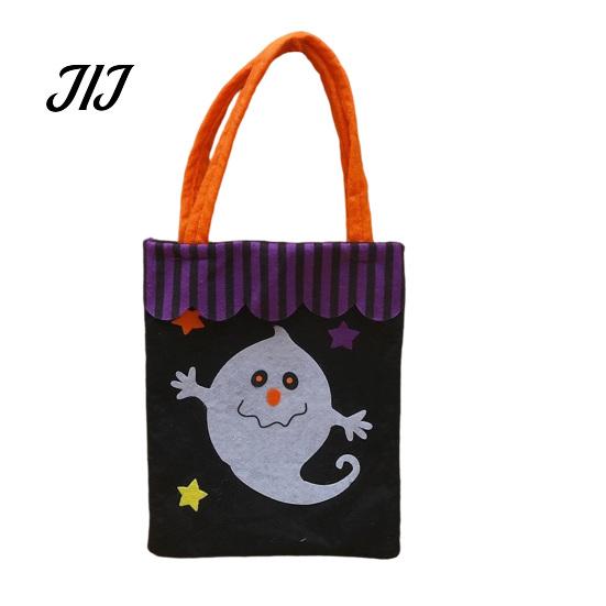 Lightweight Portable Gift Pouches Halloween Candy Bags, Non-Woven Trick or Treat Tote Bags with Handles, Festive Snack Storage Cute Black Cat Pumpkin