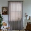 Finished Curtains, American Rural Fringed Window Screens, Solid Color, Gray, Simple Cotton And Linen Lattice