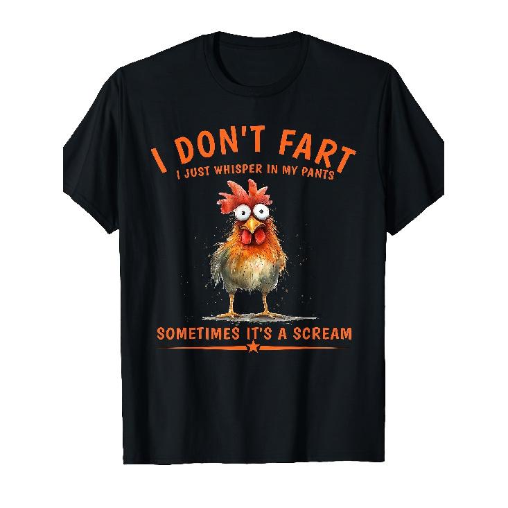 Men s Funny Farting Meme T-Shirt with Rooster Design & I Don t Fart Slogan - Soft Breathable Short-Sleeve Crew Neck Shirt, Black & Orange Rooster S чёрный
