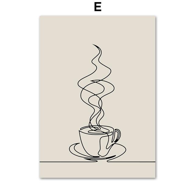 Abstract Line Hand Cup Coffee Maker Quote Wall Art Canvas Painting Nordic Posters And Prints Wall Pictures For Living Room Decor