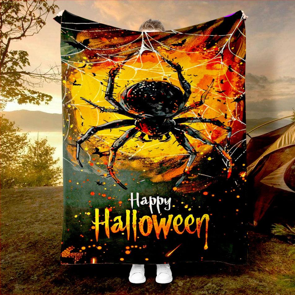 

Halloween Spider Printed Blanket for Sofa Bed Travel Camping Living Room Office Conditioning Blanket for All Seasons Gifts 75x90cm