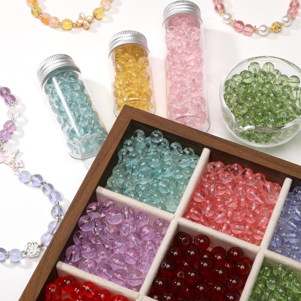 20-50Pcs High Transparency Glass Beads Loose Spacer Beads for Jewelry Making DIY Bracelet Necklace