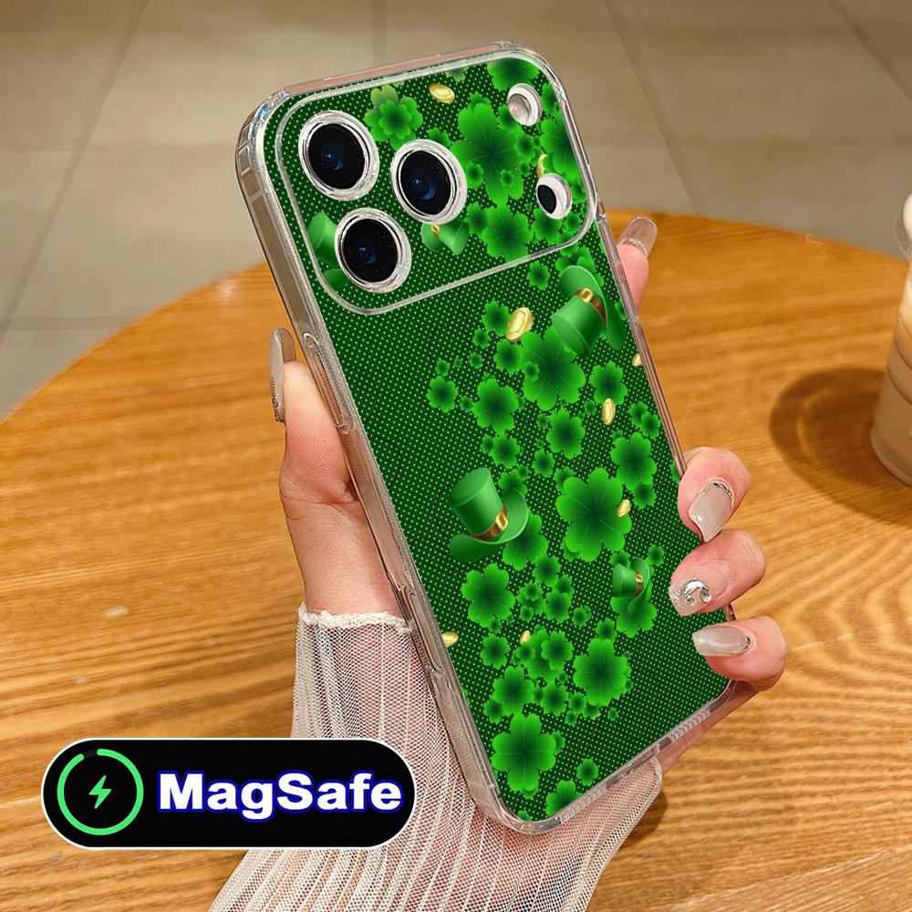 Saint Patrick's Day Mobile Phone Case for iPhone 17 16 15 14 13 12 11 Air Pro Max Plus Mini Magsafe Clear Colorful Cover Cover