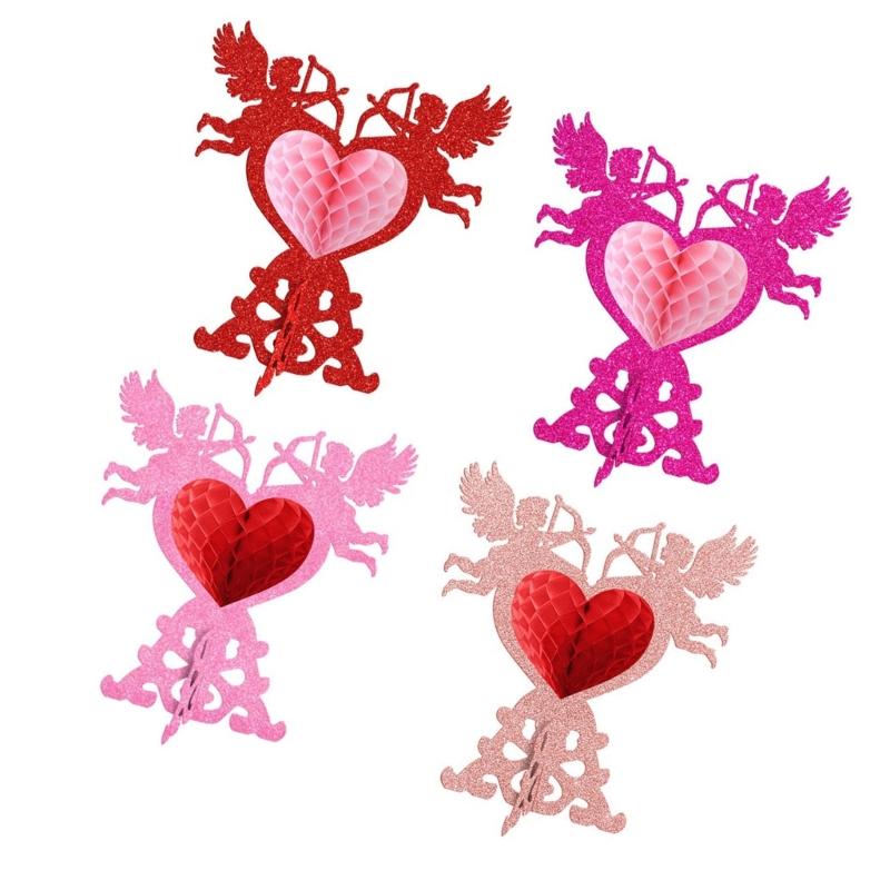 4Pcs Shimmering Honeycomb Tabletop Ornament for Wedding Party Decoration HX6C