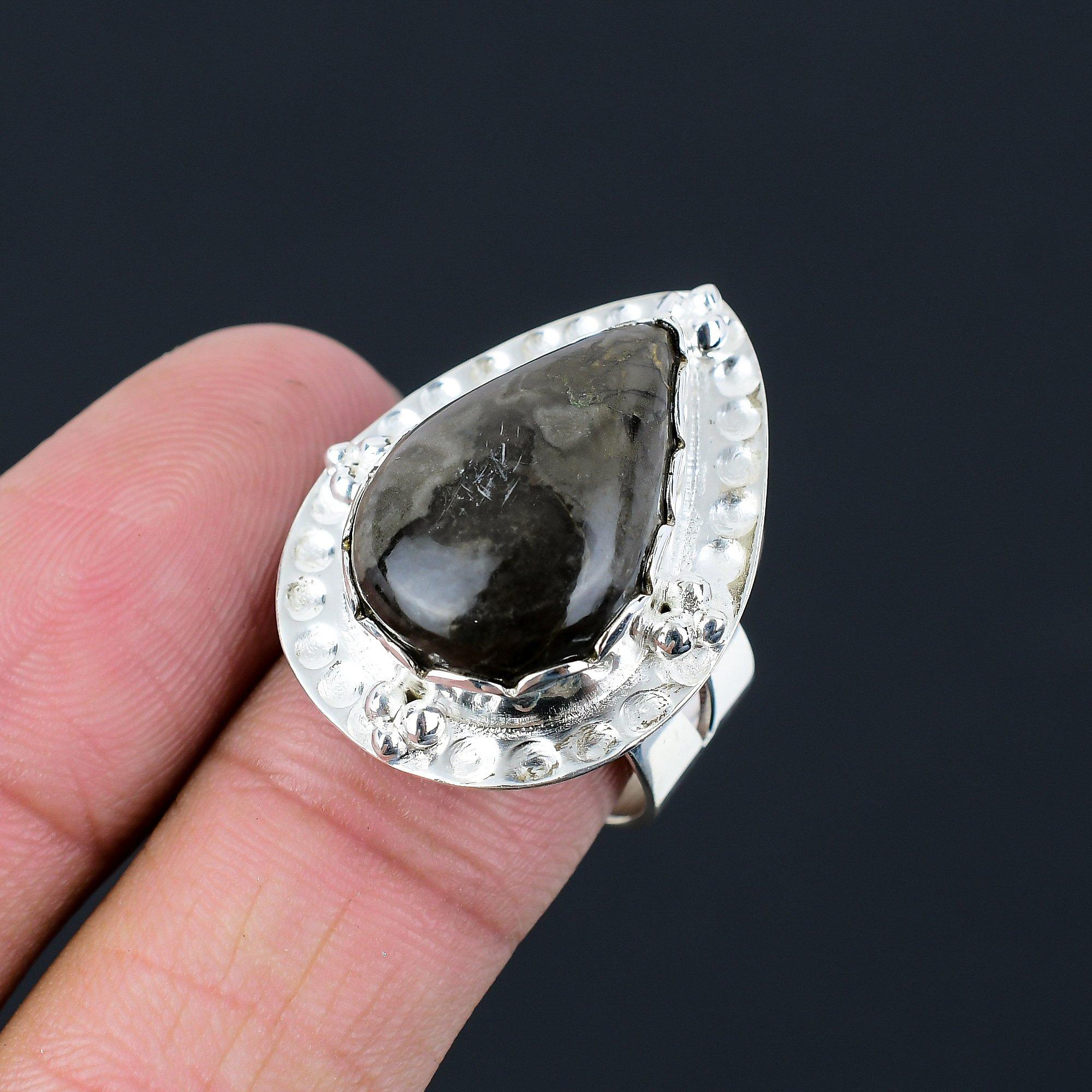 Sterling Silver Natural Picasso Jasper Elegant Multi Stone Ring Jewelry Size 8.5 8.5