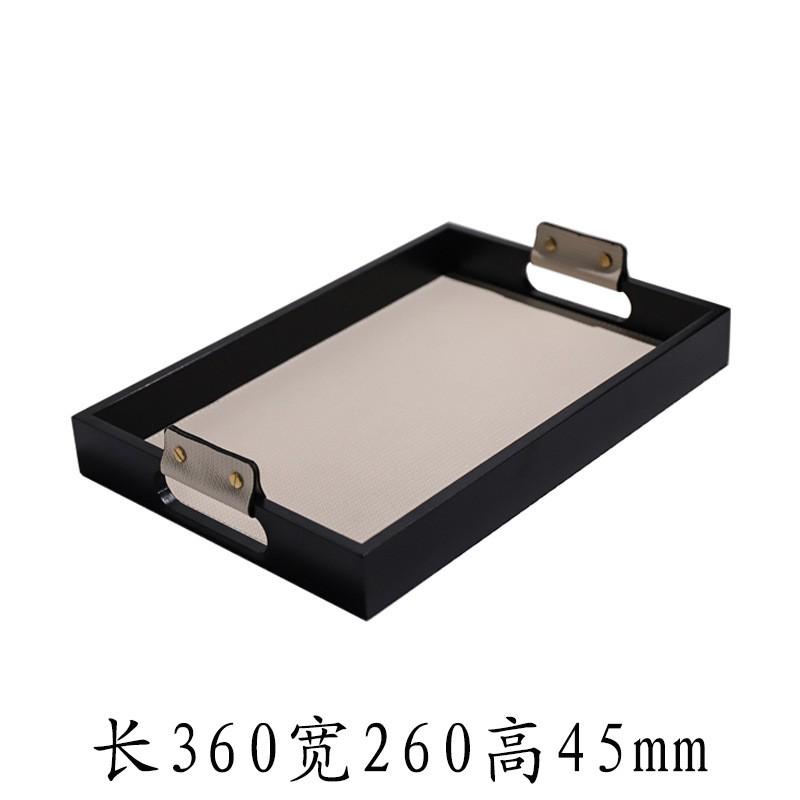 Minimalist Solid Wood Leather Aromatherapy Tray Decorative Serving Platter Living Room Coffee Table