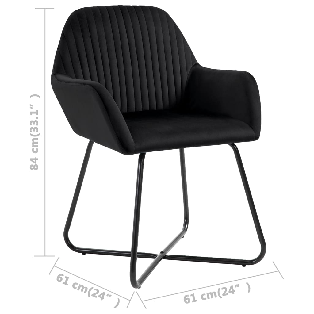 Vidaxl Dining Chairs, 4 Pcs, Black, Upholstered In Velvet