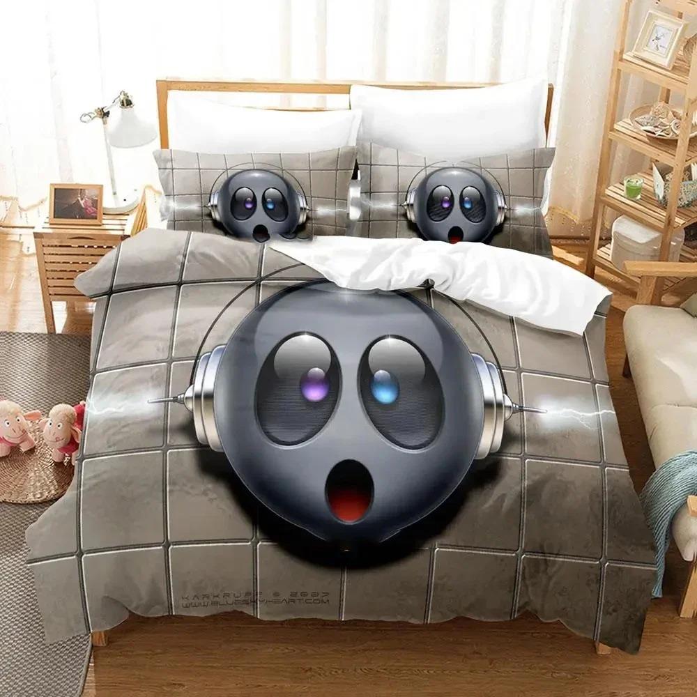 Cartoon Smiley Bettwäsche-Set Bettbezug Bettset Steppdeckenbezug Kissenbezug Steppdecke King Queen Größe Jungen Erwachsene Bettwäsche-Set