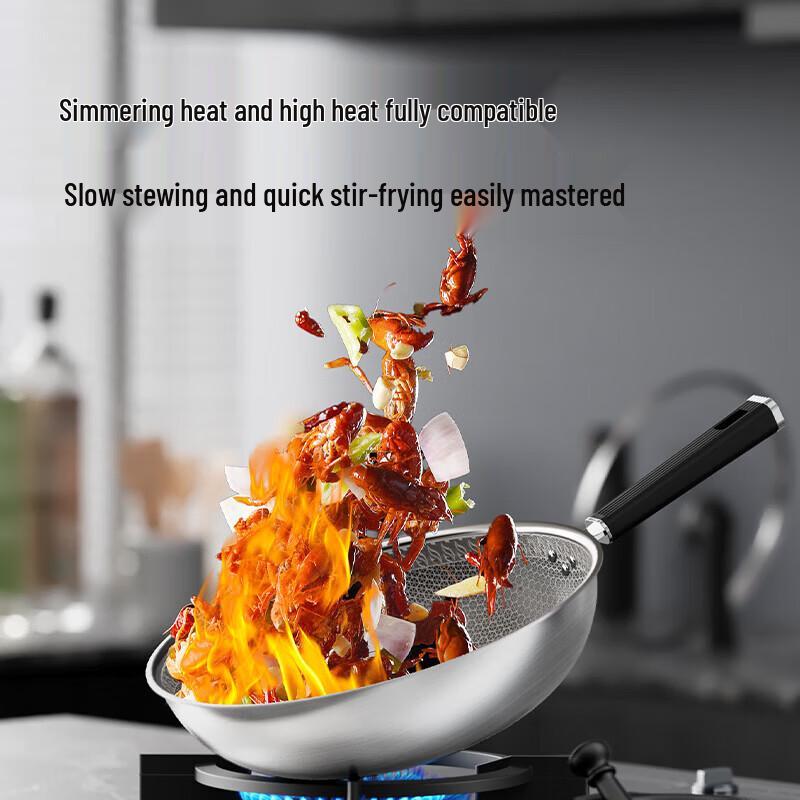 Debolai 304 Stainless Steel Honeycomb Non-Stick Wok 32cm