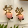 2pcs Retro Wrought Iron Bow Candlestick Wall Hanging Simple Living Room Bathroom Bedroom Kitchen Wall Decoration Candle Holder