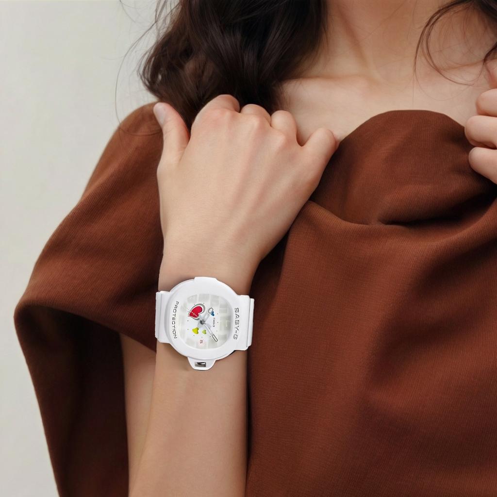 Casio BABY G Wrist Watch Quartz Movement Resin Strap White Dial Unisex BGA-10-7A
