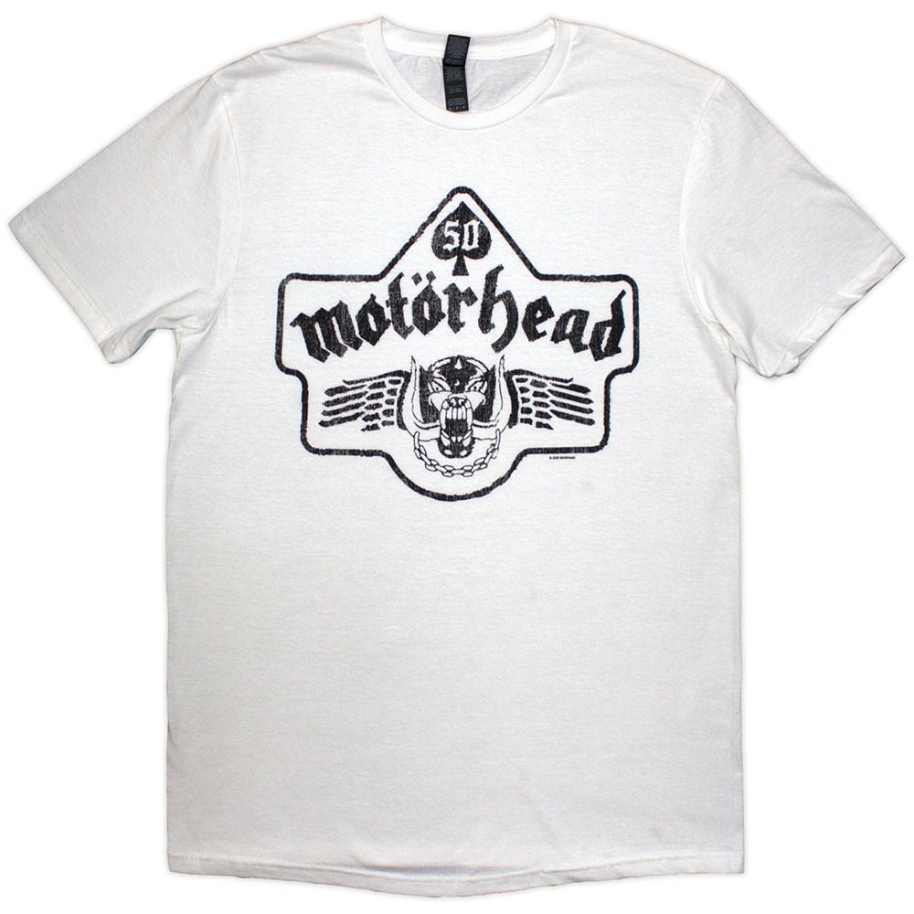 Унисекс футболка Motorhead: 50 лет Эмблема Ace Wings (белый) (большой) S