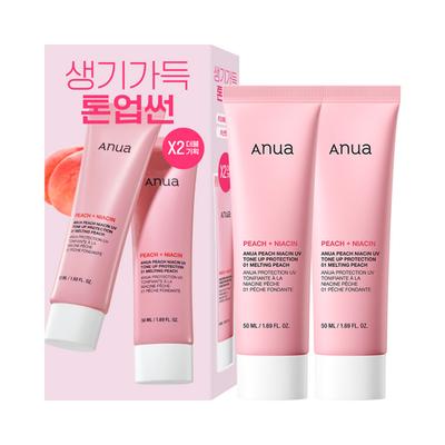 Pfirsich Niacin UV Tone-Up Protection SPF50+ PA++++ – Doppelpackung (50 ml x 2)