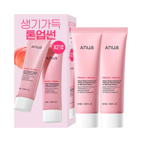 Anua Peach Niacin UV Tone-Up Protection SPF50+ PA++++ – Double Set (50ml x 2)