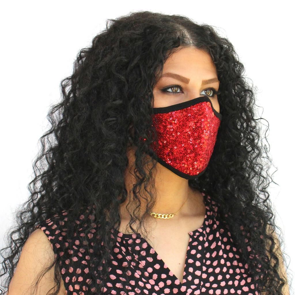 Women Sequins Cotton Mask Washable Breathable Mask Festival Mask