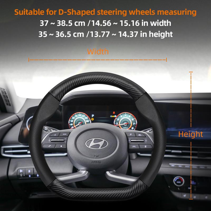 For Hyundai Carbon Fiber Texture Perforated Leather Steering Wheel Cover I30 Tucson Ix35 I20 Solaris Creta I10 Ioniq Getz Accent WW73