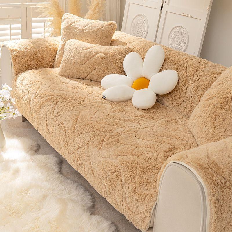 Winter-Ledersofakissen, verdickter Plüsch, rutschfester Bezug, für alle Jahreszeiten, universeller Winter, leichtes Luxus- und Schlichtheitskissen
