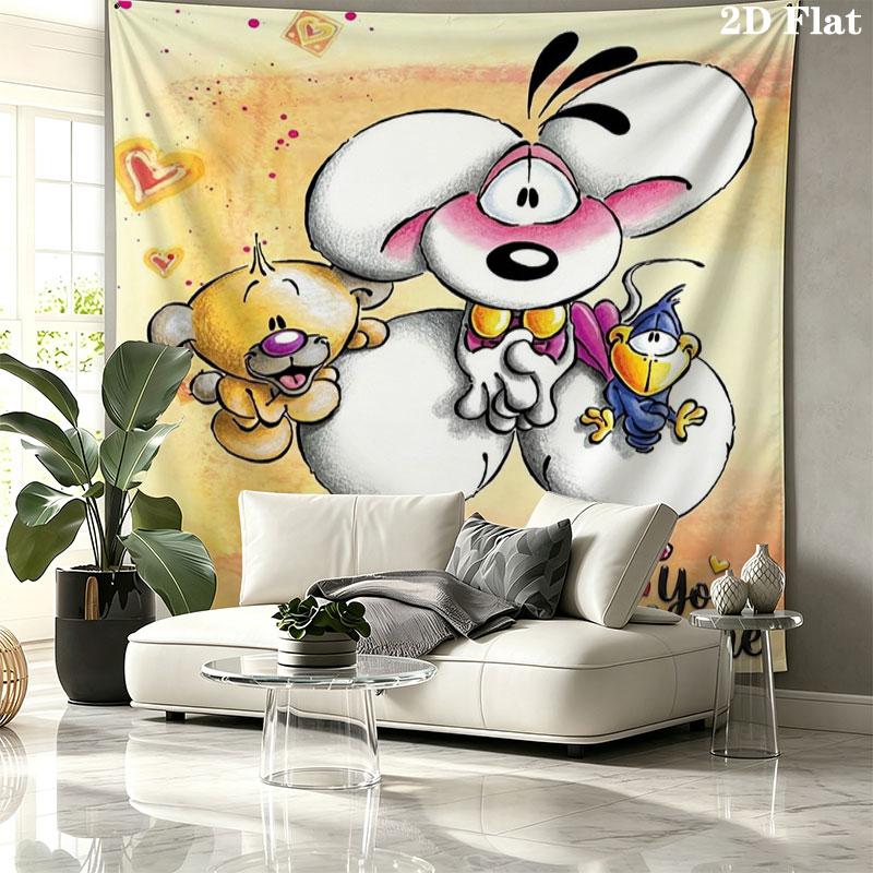 Diddl Custom Name Wall Tapestry Aesthetic Wall Hanging Printed Fabric Blanket Decorative Tapestries for Bedroom Living Room Home Decor
