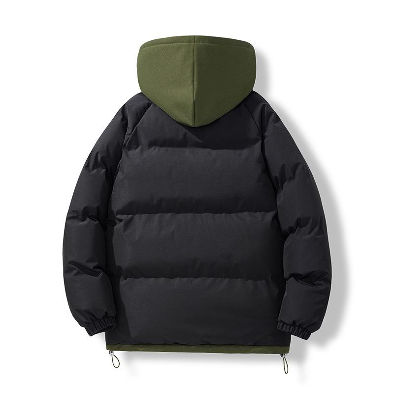 2025 Autumn and Winter New Fake Two-piece Hooded Men's Cotton Clothes Thickened Warm Trend Versatile Loose Cotton-padded Jacket