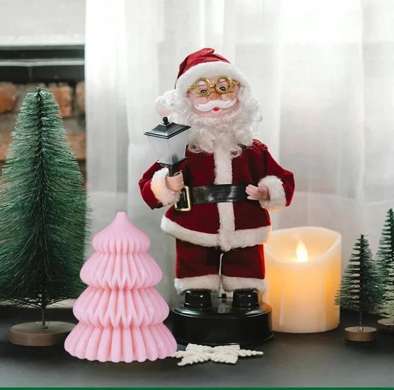 1-4PCS Christmas Tree Aroma Candle Silicone Mold DIY Plaster Wax Craft Holiday Decorations Handmade Supplies Making Kits