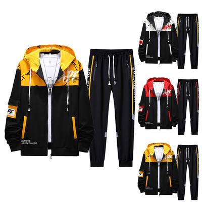 Men's Casual Hoodie Set, Fashionable Printed Long Seeved Long Pants Two-piece Set