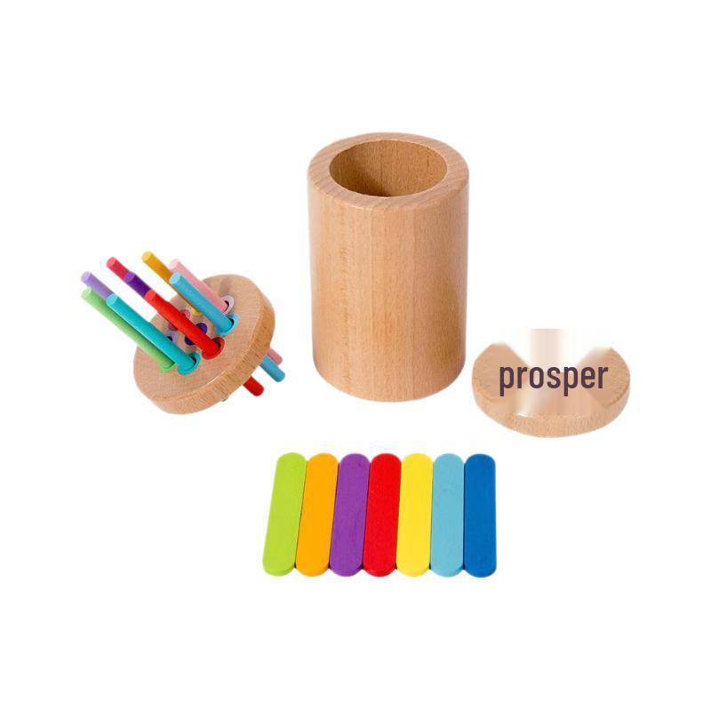 Wooden Color & Shape Sorting Pen Holder for Kids 3-6 Years - Educational Toy