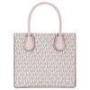 Michael Kors Mercer Presbyopic Letter Print PVC with Leather Accordion Bag Crossbody Shoulder Handbag Medium Size Women's Elephant Grass Color